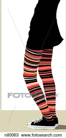 A girl's pair of legs View Large Illustration Drawing - A girl's pair of legs. Fotosearch