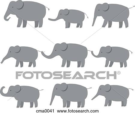 A group of elephants View Large Illustration Clip Art - A group of elephants. Fotosearch