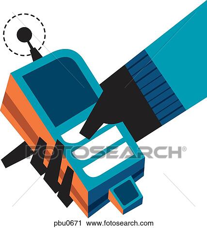 Clip Art - A hand holding a phone. Fotosearch