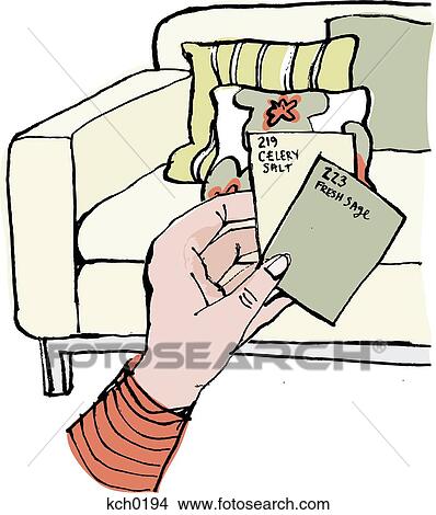 A hand holding paint chips to compare colors to the sofa View Large Illustration Stock Illustration - A hand holding paint chips to compare colors to the sofa. Fotosearch