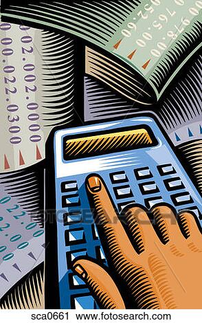 A hand using a calculator View Large Illustration Clip Art - A hand using a calculator. Fotosearch