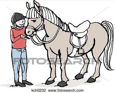 A horse and rider View Large Illustration Drawing - A horse and rider. Fotosearch