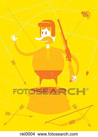 A hunter holding a rifle View Large Illustration Stock Illustration - A hunter holding a rifle. Fotosearch