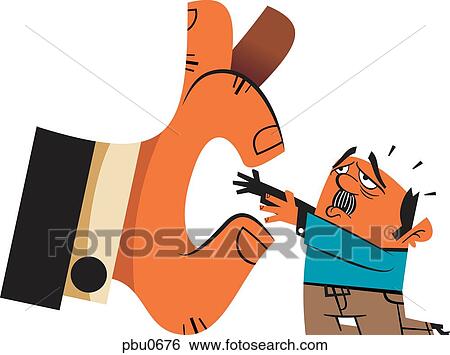 Stock Illustration - A man being picked up by a big hand. Fotosearch
