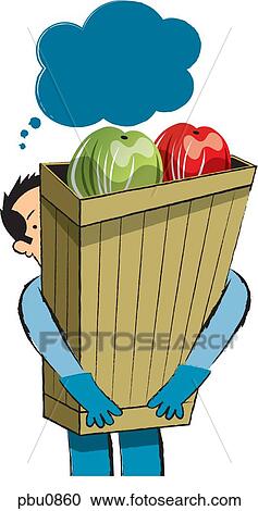 A man carrying a tall bag of groceries View Large Illustration Clipart - A man carrying a tall bag of groceries. Fotosearch