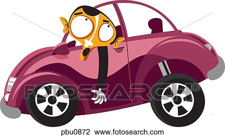Drawing - A man driving in his car. Fotosearch