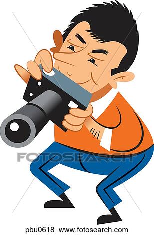Stock Illustration - A man holding a camera. Fotosearch