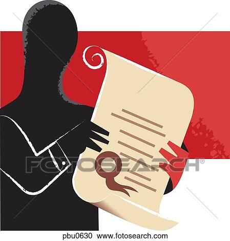 Clipart - A man holding a certificate. Fotosearch