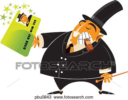 Drawing - A man holding a credit card. Fotosearch
