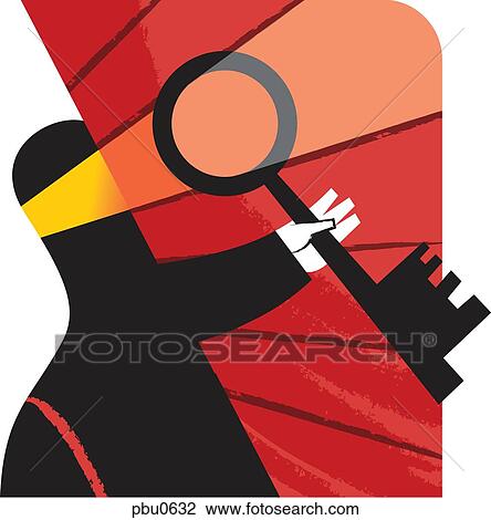 A man holding a key View Large Illustration Drawing - A man holding a key. Fotosearch
