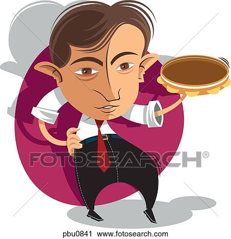 Clip Art - A man holding a pie. Fotosearch