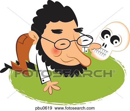Stock Illustration - A man holding a skull in his hands. Fotosearch