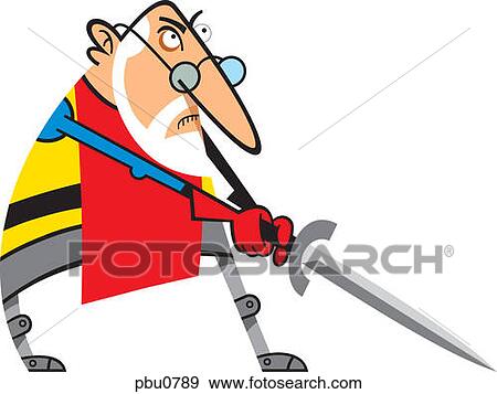 Stock Illustration - A man holding a sword. Fotosearch