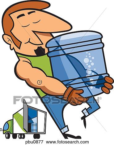 Stock Illustration - A man holding a water cooler bottle. Fotosearch