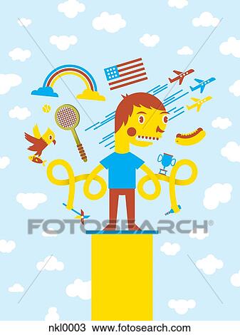 A man juggling different objects View Large Illustration Drawing - A man juggling different objects. Fotosearch