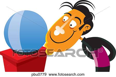 Stock Illustration - A man looking into an empty crystal ball. Fotosearch