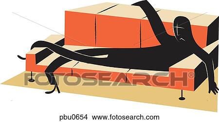 Stock Illustration - A man lying down on a couch. Fotosearch