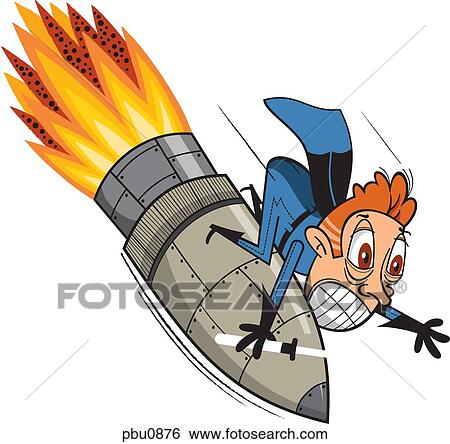 A man on a rocket ship View Large Illustration Stock Illustration - A man on a rocket ship. Fotosearch