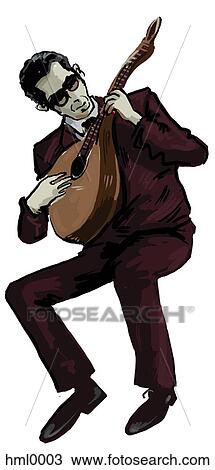 Drawing - A man playing a musical instrument. Fotosearch