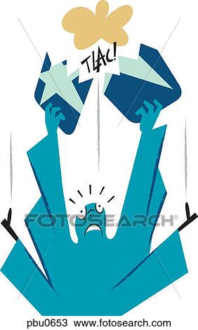 Drawing - A man putting pieces together. Fotosearch
