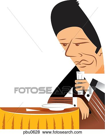 Stock Illustration - A man sitting and having a drink. Fotosearch