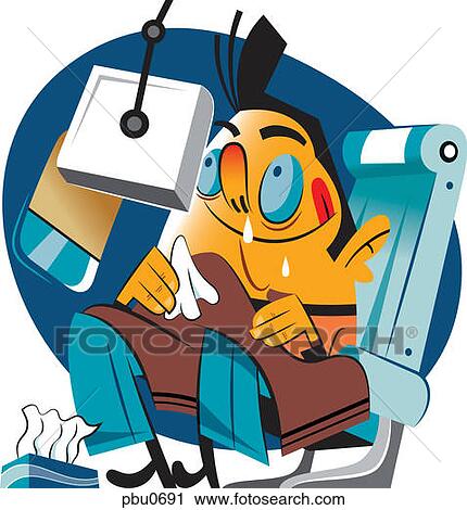 Clip Art - A man sitting in an airplane watching a movie. Fotosearch