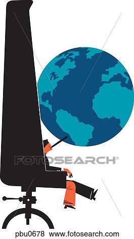 Stock Illustration - A man sitting on a chair as he looks at the world. Fotosearch