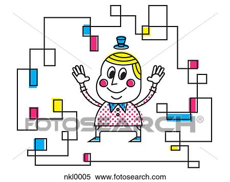 Stock Illustration - A man surrounded by a web of lines. Fotosearch