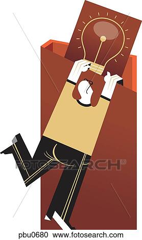 A man taking a lightbulb from a folder View Large Illustration Clipart - A man taking a lightbulb from a folder. Fotosearch