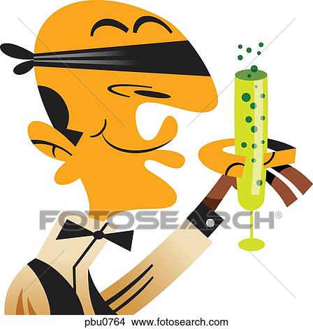 A man wearing a blindfold and carrying a champagne flute View Large Illustration Stock Illustration - A man wearing a blindfold and carrying a champagne flute. Fotosearch