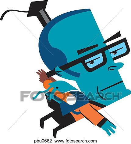 Drawing - A man with a graduation hat wearing a backpack. Fotosearch