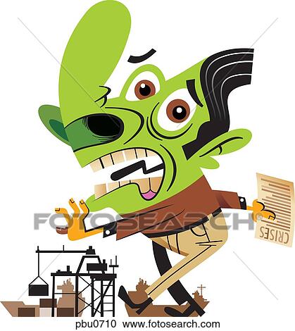A man with a green face at a shipyard View Large Illustration Clipart - A man with a green face at a shipyard. Fotosearch