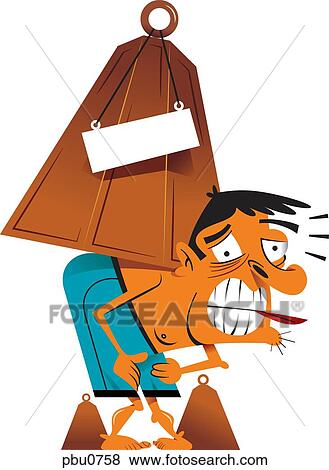 Stock Illustration - A man with a weight on his back. Fotosearch