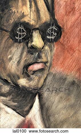 A man with dollar signs on his glasses View Large Illustration Clipart - A man with dollar signs on his glasses. Fotosearch