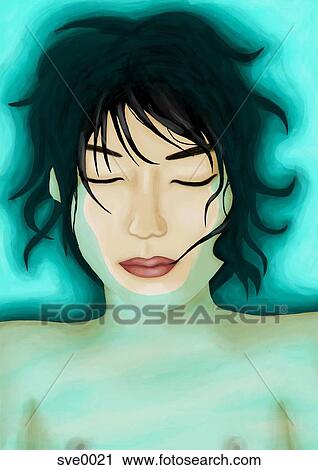 Clip Art - A man with his face above water. Fotosearch