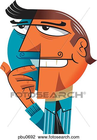 A man with two different colored faces View Large Illustration Drawing - A man with two different colored faces. Fotosearch