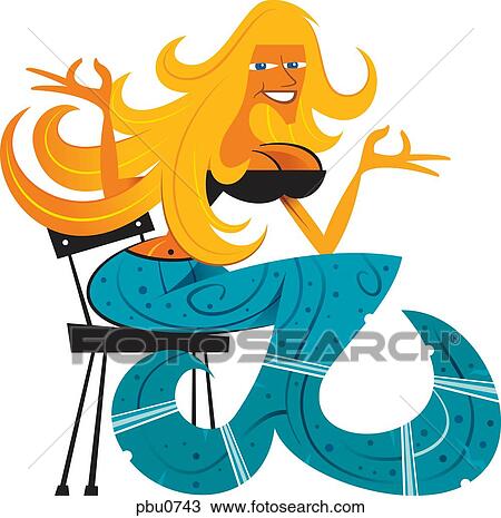 A mermaid on a chair View Large Illustration Drawing - A mermaid on a chair. Fotosearch