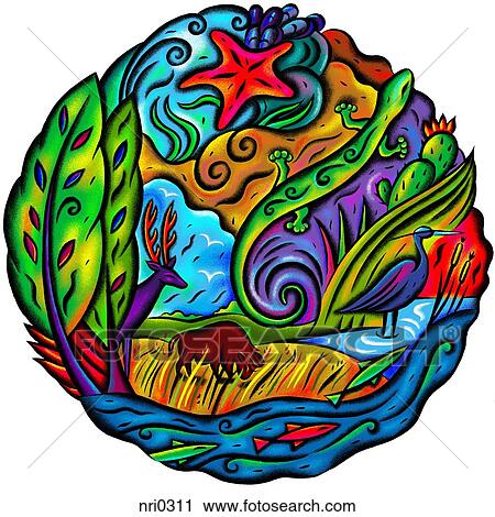 Clip Art - A nature scene of animals. Fotosearch