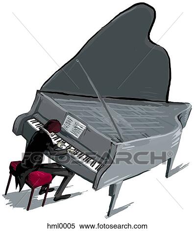 Stock Illustration - A person playing a grand piano. Fotosearch