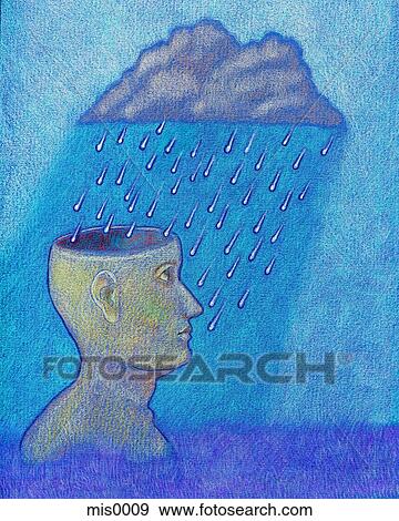 Stock Illustration - A person with a rain cloud over him. Fotosearch