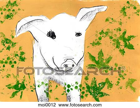 A pig View Large Illustration Drawing - A pig. Fotosearch