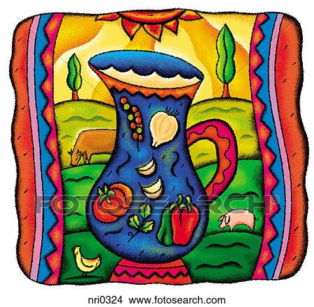 Stock Illustration - A pitcher of food ingredients. Fotosearch