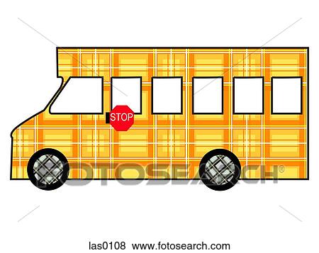 A Plaid 黄色 そして オレンジ スクールバス イラスト Las0108 Fotosearch