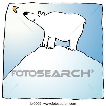 A polar bear looking at the moon. View Large Illustration Stock Illustration - A polar bear looking at the moon.. Fotosearch