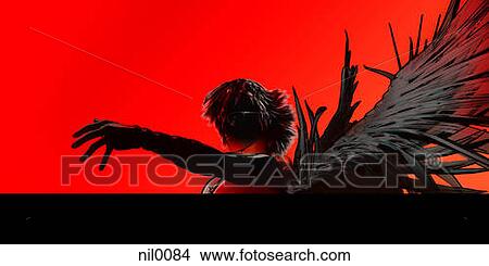 Stock Illustration - A profile of an angel with wings.. Fotosearch