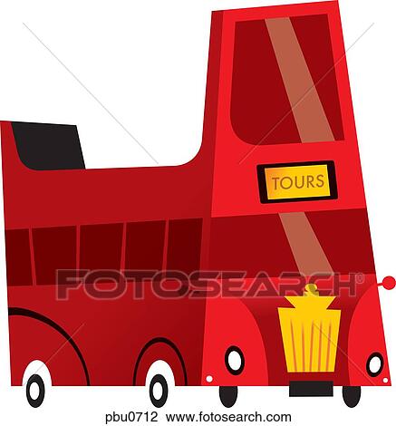 Drawing - A red tourbus. Fotosearch
