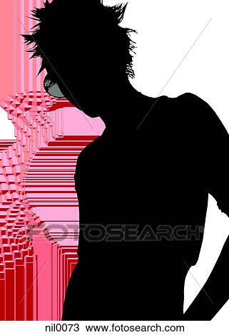 Drawing - A silhouette of a woman wearing sunglasses.. Fotosearch