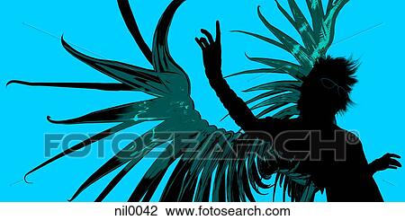 Drawing - A silhouette of an angel. Fotosearch