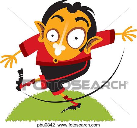 A soccer player who has just kicked a ball View Large Illustration Drawing - A soccer player who has just kicked a ball. Fotosearch
