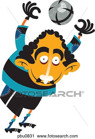 Clip Art - A soccer player with his hands up. Fotosearch